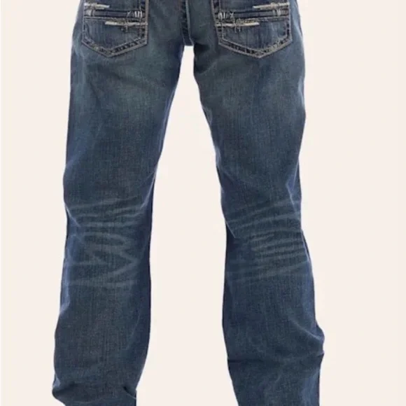 Ariat Men's Straight M5 Fit Denim Jeans - Faded Blue - Picture 2 of 5